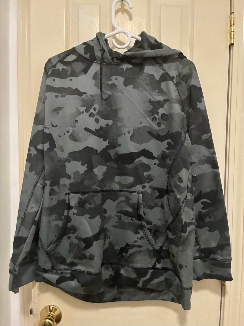 Burnside Men's Gray and Black Camo Crewneck Hoodie